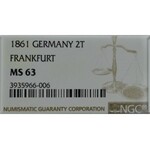 Niemcy, 2 Talary 1861 Frankfurt - NGC MS63