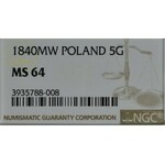 Zabór rosyjski, 5 groszy 1840 MW - NGC MS64