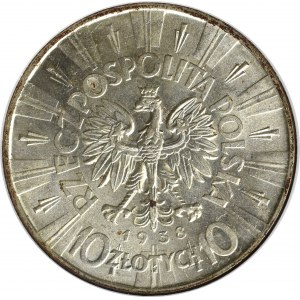 II Rzeczpospolita, 10 złotych 1938 Piłsudski - GCN MS65