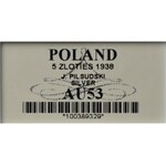 II Rzeczpospolita, 5 złotych 1938, Piłsudski - GCN AU53