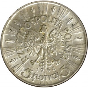 II Rzeczpospolita, 5 złotych 1938, Piłsudski - GCN MS63