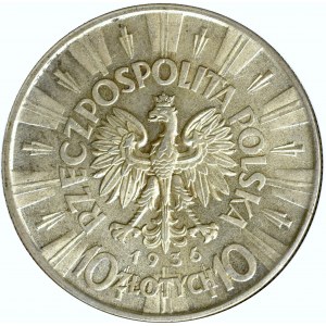II Rzeczpospolita, 10 złotych 1936, Piłsudski - GCN MS64