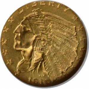 USA, 2 1/2 dolara 1910 - GCN AU58