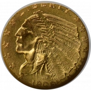 USA, 2 1/2 dolara 1909 - GCN AU58