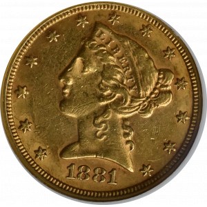 USA, 5 dolarów 1881 - GCN AU50