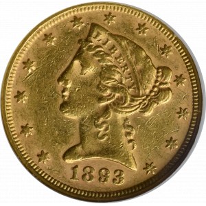 USA, 5 dolarów 1893 - GCN XF45