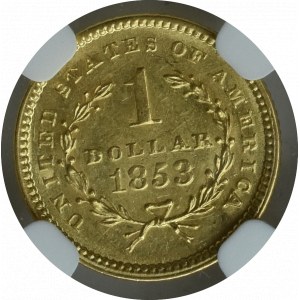 USA, 1 dolar 1853 - NGC AU58