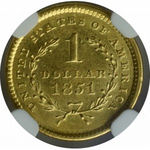 USA, 1 dolar 1851 - NGC AU58