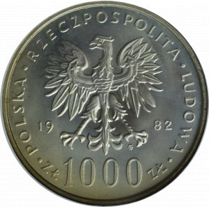 PRL, 1000 złotych 1982 Jan Paweł II, srebro - GCN MS69