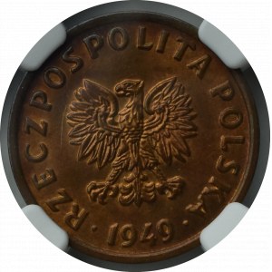 PRL, 5 groszy 1949 Brąz - NGC MS64 RB