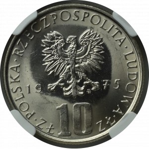 PRL, 10 Złotych 1975 Bolesław Prus - NGC MS64