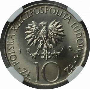 PRL, 10 Złotych 1975 Adam Mickiewicz - NGC MS67