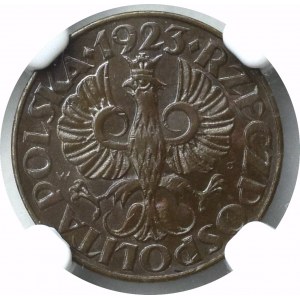 II Rzeczpospolita, 1 grosz 1923 - NGC MS64 BN