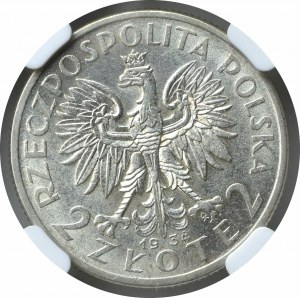 II Rzeczpospolita, 2 złote 1934 Głowa kobiety - NGC MS61