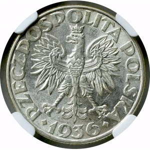 II Rzeczpospolita, 2 złote 1936 Okręt - NGC AU 58