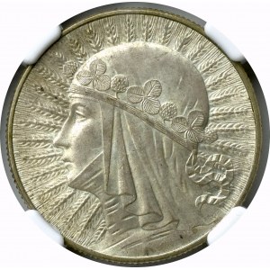 II Rzeczpospolita, 5 złotych 1934 Głowa kobiety - NGC MS61