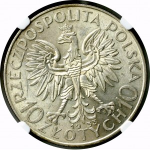 II Rzeczpospolita, 10 złotych 1933 Głowa kobiety - NGC MS61