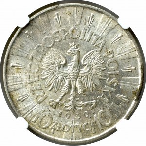 II Rzeczpospolita, 10 złotych 1939 Piłsudski - NGC MS61