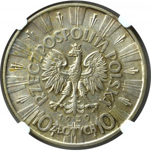 II Rzeczpospolita, 10 Złotych 1939 Piłsudski - NGC MS63
