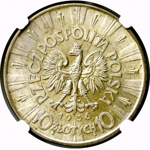 II Rzeczpospolita, 10 Złotych 1936 Piłsudski - NGC MS62