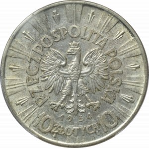 II Rzeczpospolita, 10 złotych Piłsudski 1934 - PCGS AU55