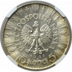 II Rzeczpospolita, 5 złotych 1935 Piłsudski - NGC MS64