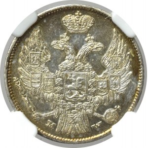 Zabór rosyjski, 15 kopiejek-1 złoty 1837 MW - NGC MS63