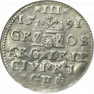 Sigismund III Vasa, 3 groschen 1591 Riga