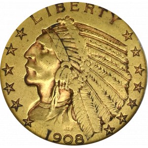 USA, 5 Dolarów 1908 - GCN AU53