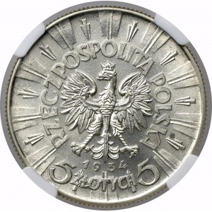 II Rzeczpospolita, 5 złotych 1934 Piłsudski - NGC MS62