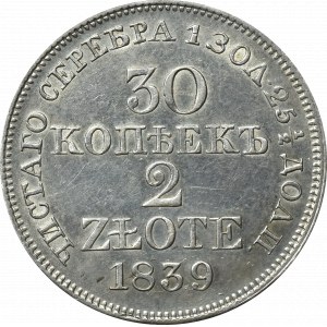 Congress Poland, 30 kopecks-2 zlote 1839