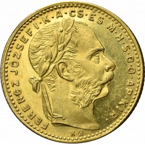 Hungary, Franz Joseph, 20 francs/8 forints 1884