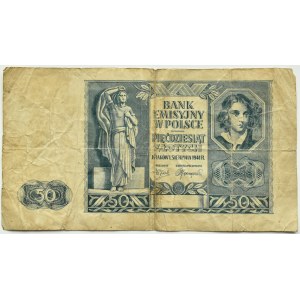 Gouvernement général, 50 zloty 1941, sans série, numérotation et sous-impression