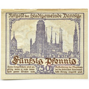 Wolne Miasto Gdańsk, 50 fenigów (pfennig) 1919