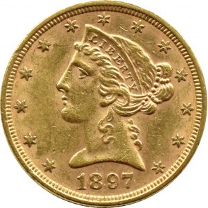 USA, Half Eagle, 5 dolarów 1897, Filadelfia