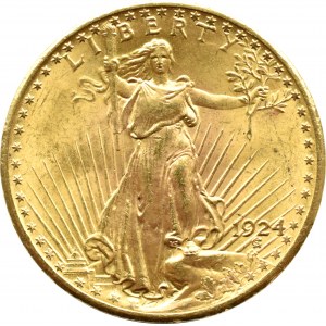 USA, St. Gaudens, $20 1924, Philadelphia, UNC