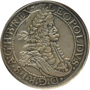 Austria, Leopold I, talar 1671, Wiedeń, NGC AU55