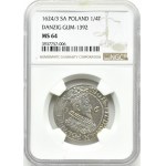 Zygmunt III Waza, ort 1624, przebitka daty 3/4, Gdańsk, NGC MS64