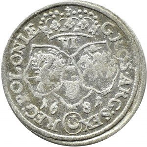 Jan III Sobieski, szóstak 1681 TLB, Bydgoszcz, 15 klejnotów w koronie