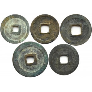 Chiny, lot 1-2 wen, 5 sztuk, różne