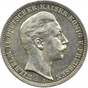 Germania, Prussia, Guglielmo II, 3 marchi 1908 A, Berlino