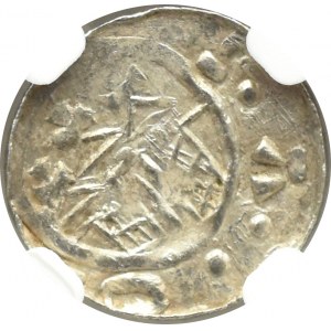 Władysław I Herman, denar Kraków, późna emisja, NGC AU58