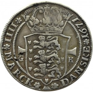 Denmark, Christian V, crown (4 marks) 1671 GK, Copenhagen