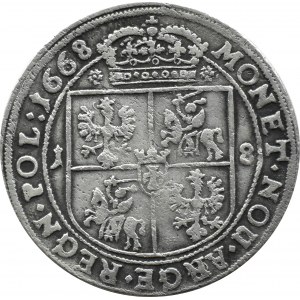 Jan II Kazimierz, ort 1668 T.L.B., Bydgoszcz, herb Ślepowron, rozety nad tarczą, RZADKI