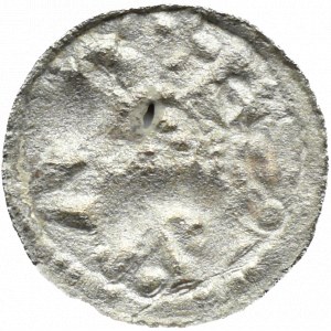Boleslaw II the Bold, denarius, prince on horseback behind him cross - RARE