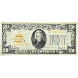 USA, 20 dolarów 1928, seria A, GOLD CERTIFICATE, Woods & Mellon, RZADKI