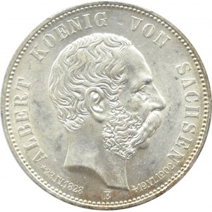 Germania, Sassonia, Alberto, 5 marchi 1902, edizione postuma, Muldenhütten, PCGS MS61