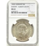 Germania, Sassonia, Alberto, 5 marchi 1902, edizione postuma, Muldenhütten, NGC MS63