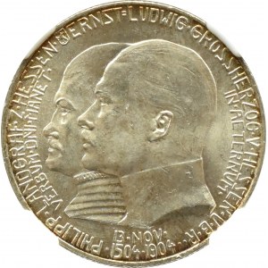 Niemcy, Hesja, Ernest Ludwig, 2 marki 1904 A, Berlin, 400-lecie urodzin ks. Filipa, NGC MS 64+