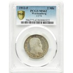Niemcy, Wirtembergia, Wilhelm II, 2 marki 1912 F, Stuttgart, PCGS MS62